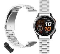 GIOPUEY Correas Compatible con Garmin Approach S44, Acero inoxidable La Correa [Resistente al Desgaste] Pulsera - silver