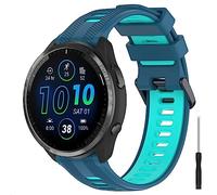 GIOPUEY Correas Compatible con Garmin Forerunner 965/955/945/745, Suave TPU La Correa [Diseño de Color de Empalme] - Blue/Green