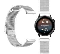 GIOPUEY Correas Compatible con Garmin Vivoactive 6, 20mm Pulsera trenzada de acero inoxidable [Resistente al Desgaste] Pulsera - silver