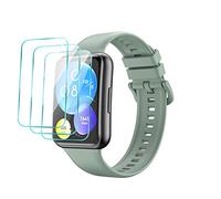 GIOPUEY Correas Compatible con Huawei Watch Fit 2, [2 in 1] TPU Silicona La Correa + 3 Piezas Protector de Pantalla, [Resistente al Desgaste] [Transpirable] Pulsera - Verde