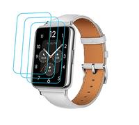 GIOPUEY Correas Compatible con Huawei Watch FIT 2, Piel Genuina La Correa + 3 Piezas Protector de Pantalla, [Resistente al Desgaste] [Transpirable] Pulsera - White