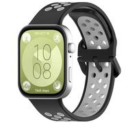 GIOPUEY Correas Compatible con Huawei Watch Fit 3/4/4 Pro, Suave TPU La Correa [Diseño de color de empalme] - black/grey