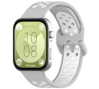 GIOPUEY Correas Compatible con Huawei Watch Fit 3/4/4 Pro, Suave TPU La Correa [Diseño de color de empalme] - grey/white