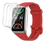 GIOPUEY Correas Compatible con OPPO Band 2, Suave Silicona La Correa + 3 Piezas Protector de Pantalla, [Resistente al Desgaste] [Transpirable] Pulsera - Red