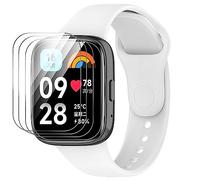 GIOPUEY Correas Compatible con Redmi Watch 3 Active, [2 in 1] TPU Silicona La Correa + 3 Piezas Protector de Pantalla, [Resistente al Desgaste] [Transpirable] Pulsera - White