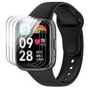 GIOPUEY Correas Compatible con Redmi Watch 3 Active, [2 in 1] TPU Silicona La Correa + 3 Piezas Protector de Pantalla, [Resistente al Desgaste] [Transpirable] Pulsera - Black