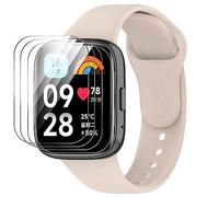 GIOPUEY Correas Compatible con Redmi Watch 3 Active, [2 in 1] TPU Silicona La Correa + 3 Piezas Protector de Pantalla, [Resistente al Desgaste] [Transpirable] Pulsera - Amarillo