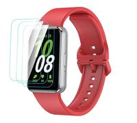 GIOPUEY Correas Compatible con Samsung Galaxy Fit 3, [2 in 1] TPU Silicona La Correa + 3 Piezas Protector de Pantalla, [Resistente al Desgaste] [Transpirable] Pulsera - Rojo