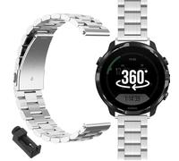 GIOPUEY Correas Compatible con SUUNTO 7, 24mm Acero inoxidable La Correa [Resistente al Desgaste] Pulsera - silver