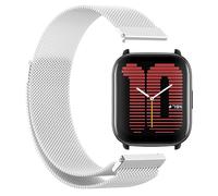 GIOPUEY Correas Magnética Compatible con Amazfit Active, Pulsera trenzada de acero inoxidable [magnético] Pulsera - Silver