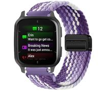 GIOPUEY Correas Magnética Compatible con Garmin Venu SQ2, Correa tejida de nailon suave [unisexo] [Transpirable] - Purple/White