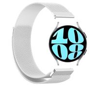 GIOPUEY Correas Magnética Compatible con Samsung Watch 6 44mm, Pulsera trenzada de acero inoxidable [magnético] Pulsera - Silver
