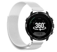 GIOPUEY Correas Magnética Compatible con SUUNTO 7, 24mm Pulsera trenzada de acero inoxidable [magnético] Pulsera - Silver