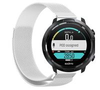 GIOPUEY Correas Magnética Compatible con SUUNTO 7/9/9 Baro/D5, 24mm Pulsera trenzada de acero inoxidable [magnético] Pulsera - Silver