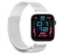 GIOPUEY Correas Magnética Compatible con Ticwatch GTH 2, Pulsera trenzada de acero inoxidable [magnético] Pulsera - Silver