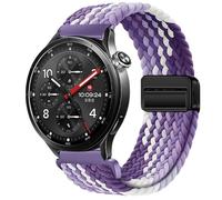 GIOPUEY Correas Magnética Compatible con Xiaomi Watch S5 46mm, Correa tejida de nailon suave [unisexo] [Transpirable] - Purple/White