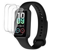 GIOPUEY Correas para Amazfit Band 7, Suave Silicona La Correa + 3 Piezas Protector de Pantalla, [Resistente al Desgaste] [Transpirable] Pulsera - Black