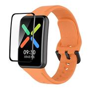 GIOPUEY Correas para OPPO Watch Free, [2 in 1] TPU Silicona La Correa + 3 Piezas Protector de Pantalla, [Resistente al Desgaste] [Transpirable] Pulsera para OPPO Watch Free - Naranja