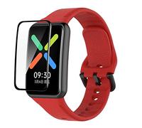 GIOPUEY Correas para OPPO Watch Free, [2 in 1] TPU Silicona La Correa + 3 Piezas Protector de Pantalla, [Resistente al Desgaste] [Transpirable] Pulsera para OPPO Watch Free - Rojo