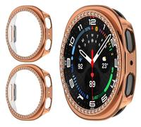 GIOPUEY Cover Compatibile con Samsung Galaxy Watch 9 40mm, [2 Pezzi] Hard Plastic, Anti-Bump, Samsung Galaxy Watch 9 40mm Custodia - Bling Diamond Rose Gold