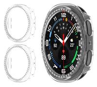 GIOPUEY Cover Compatibile con Samsung Galaxy Watch 9 44mm, [2 Pezzi] Hard Plastic, Anti-Bump, Samsung Galaxy Watch 9 44mm Custodia - Bling Diamond Clear