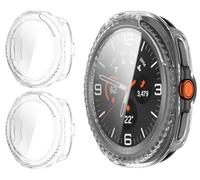 GIOPUEY Cover Compatibile con Samsung Galaxy Watch Ultra 2 2026, [2 Pezzi] Pellicola Protettiva Vetro + Cornice in Plastica Rigida Custodia - Transparent+Transparent