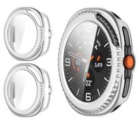 GIOPUEY Cover Compatibile con Samsung Galaxy Watch Ultra 2 2026, [2 Pezzi] Pellicola Protettiva Vetro + Cornice in Plastica Rigida Custodia - Silver+Silver