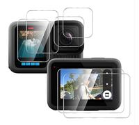 GIOPUEY Cristal Templado Compatible con GoPro Hero 13 Black, 4 Piezas Protector de Pantalla y 2 Piezas Protector de Lente de Cámara, HD, Ultradelgado, Sin Burbujas (Transparent)