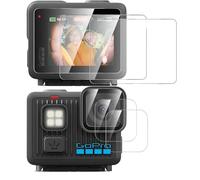 GIOPUEY Cristal Templado Compatible con GoPro Lit Hero, 2 Piezas Protector de Pantalla y 2 Piezas Protector de Lente de Cámara, HD, Ultradelgado, Sin Burbujas