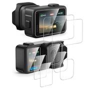 GIOPUEY Cristal Templado Compatible con GoPro Mission 1, 4 Piezas Protector de Pantalla y 2 Piezas Protector de Lente de Cámara, HD, Ultradelgado, Sin Burbujas