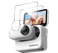 GIOPUEY Cristal Templado Compatible con Insta360 GO 3, 2 Piezas Protector de Pantalla y 2 Piezas Protector de Lente de Cámara, HD, Ultradelgado, Sin Burbujas (Transparent)