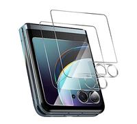 GIOPUEY Cristal Templado Compatible con Motorola RAZR 40 Ultra, 2 Piezas Protector de Pantalla y 2 Piezas Protector de Lente de Cámara, HD, Ultradelgado, Sin Burbujas (Transparent-B)