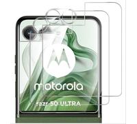 GIOPUEY Cristal Templado Compatible con Motorola RAZR 50 Ultra, 2 Piezas Protector de Pantalla y 2 Piezas Protector de Lente de Cámara, HD, Ultradelgado, Sin Burbujas (Transparent)