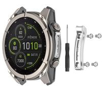 GIOPUEY Cubierta Metálica para Proteger los Sensores Compatible con Garmin Fenix 8 51mm/Fenix 8 Pro 51mm/Tactix 8 51mm/Quatix 8 51mm - Silver