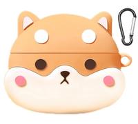 GIOPUEY Funda Compatibile con Huawei Freebuds 7i, Cute Lindo Divertido Dibujos Animados Silicona Protección Carcasa Case Cover con Gancho para Llavero - Corgi