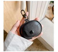 GIOPUEY Funda Compatibile con Realme Buds Air 6 Pro, PU Cuero Protección Carcasa Case Cover con Gancho para Llavero - Black