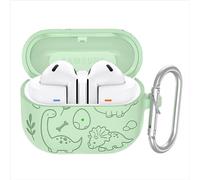 GIOPUEY Funda Compatibile con Samsung Galaxy Buds 3/3 Pro, Cute Lindo Divertido Dibujos Animados Silicona Protección Carcasa Case Cover con Gancho para Llavero - Green