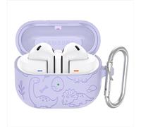 GIOPUEY Funda Compatibile con Samsung Galaxy Buds 3/3 Pro, Cute Lindo Divertido Dibujos Animados Silicona Protección Carcasa Case Cover con Gancho para Llavero - Purple