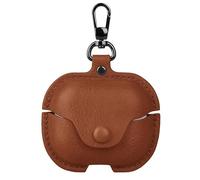 GIOPUEY Funda Compatibile con Samsung Galaxy Buds 3 FE, PU Cuero Protección Carcasa Case Cover con Gancho para Llavero - Yellow