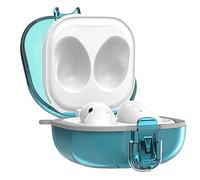 GIOPUEY Funda Compatibile con Samsung Galaxy Buds FE/Buds Pro/Buds Live/Buds 2/Buds 2 Pro, Carcasa de Clear PC Case Cover con Tapa de Cierre y Gancho para Llavero - Azul