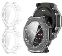 GIOPUEY Funda Compatible con Amazfit T-Rex 3 Pro 48mm, [2 Pack] Protector de Pantalla + Bastidor rígido, Protección Total del Paquete - Transparent+Transparent
