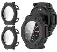 GIOPUEY Funda Compatible con Amazfit T-Rex 3 Pro 48mm, [2 Pack] Protector de Pantalla + Bastidor rígido, Protección Total del Paquete - Black+Black
