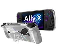 GIOPUEY Funda Compatible con ASUS ROG Ally X 2024 - con Soporte,Cubierta de PC Transparente y Parachoques de TPU Suave - Clear