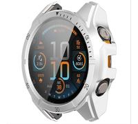 GIOPUEY Funda Compatible con Garmin Fenix 8 43mm, Protector de Pantalla + Bastidor rígido, Protección Total del Paquete - Silver