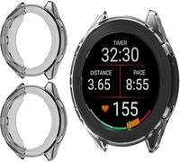 GIOPUEY Funda Compatible con Garmin Forerunner 170 Music, [2 Pack] TPU morbido Case, Resistente agli urti - Black+Black