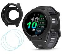 GIOPUEY Funda Compatible con Garmin Forerunner 570 42mm, Carcasas con 3 Pack Protector Pantalla, Suave TPU Silicona Case Cover Protectora - Black