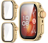 GIOPUEY Funda Compatible con Huawei Watch Fit 4, [2 Pack] Protector de Pantalla + Bastidor rígido, Protección Total del Paquete - Gold+Gold