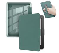 GIOPUEY Funda Compatible con Kobo Clara Colour/Clara BW/Clara 2E, Flip Piel Carcasas, con Correa de Mano, Carcasa Trasera Transparente de PC TPU - Dark Green
