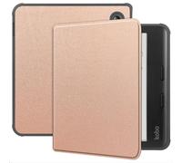 GIOPUEY Funda Compatible con Kobo Libra Colour, Piel Carcasas, PU Piel + Suave TPU Case, Auto Sleep/Wake, Protección 360° Cover - Rosa Dorada