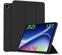 GIOPUEY Funda Compatible con OnePlus Pad GO 2 12.1 2025, Cubierta Trasera de Silicona Suave Case [Textura Similar a la Piel] - Black